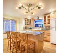 Moderno Sputnik 6 luci lampadario metà secolo a Ciondolo semifulò la Luce del soffitto di Montaggio, Ottone