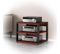 Moderno supporto AV in teak a 3 livelli, supporto TV aperto, armadio compatto per componenti audio per casa/ufficio stereo torre 50 x 40 x 48,5 cm Ideale per l'installazione audio/video/teatro.