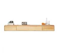 Moderno supporto per TV sospeso - Console multimediale da parete in legno massello per soggiorno elegante mobile TV lungo con spazio di archiviazione - Unità per centro intrattenimento salvaspazio