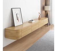 Moderno supporto TV ad angolo in legno massello console TV galleggiante con ante portaoggetti per la casa 300 cm Centro di intrattenimento multimediale elegante mobili da soggiorno