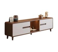 Moderno supporto TV con contenitore: centro intrattenimento di grande capacità, legno ispessito, spazio multi-zona, manico nascosto, foro posteriore filettato, marrone, 140 x 30 x 45 cm.