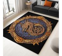 Moderno Tappeti Camera Da Letto, Scudo Del Drago Vichingo Antiscivolo Morbido E Soffice Soggiorno Tappeto, 60 X 90 Cm Tappeto Pelo Corto Per Sala Da Pranzo, Casa, Nero