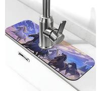 Moderno tappetino per rubinetto con cavallo e nuvola viola per lavello della cucina, tappetino super assorbente, tappetino per lavello per cucina, bagno, bar, rubinetto, decorazione, regali (38,1 x 14