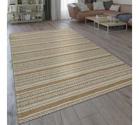 Moderno tappeto dal tessuto piatto con design orientale rustico a righe dal moti