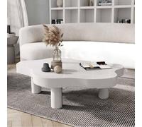 Moderno tavolino da caffè a forma di nuvola irregolare per soggiorno in legno design nuvola tavolo basso a 3 gambe elegante bianco 80 x 55 x 40 cm perfetto per l'arredamento della casa