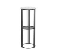 Moderno tavolino da caffè in marmo a 2 ripiani, elegante tavolino rotondo da 30 cm, per balcone, negozio di fiori o hotel, espositore compatto per piante, colore nero (dimensioni: 30 x 30 x 80 cm)