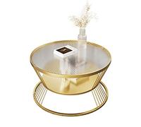 Moderno Tavolino da caffè rotondo da 23,6" a 2 livelli con ripiano aperto for soggiorno, piano in vetro temperato, struttura in metallo, tavolo centrale semplice e moderno for piccoli spazi Semplice(G