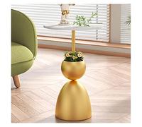 Moderno Tavolino moderno rotondo, set da comodino da scrivania laterale con piccolo accento for l'arredamento della camera da letto del soggiorno, piano in roccia con base in metallo, tavolino da 13,7