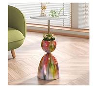 Moderno Tavolino moderno rotondo, set da comodino da scrivania laterale con piccolo accento for l'arredamento della camera da letto del soggiorno, piano in roccia con base in metallo, tavolino da 13,7