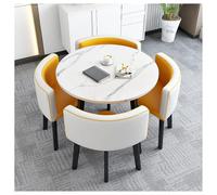 Moderno tavolino piccolo da ufficio, club e conferenze, 1 tavolo e 4 sedie per ricevimenti, sala riunioni, giallo + bianco
