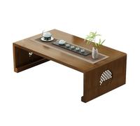 Moderno tavolino pieghevole in bambù tatami - Tavolo decorativo Zen portatile per balcone, soggiorno e sala da pranzo - elegante design con piano in vetro