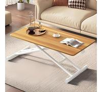 Moderno tavolino pieghevole in legno con ruote, tavolino basso compatto per piccoli spazi e affitti, elegante mobile da soggiorno