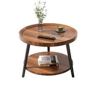 Moderno tavolino rotondo a 2 livelli per divano e balcone, semplice tavolino da caffè e comodino elegante per soggiorno e hotel, 60 cm, colore un arredamento versatile