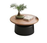Moderno tavolino rotondo color crema, in legno naturale, con gambe in metallo, elegante tavolino per soggiorno, camera da letto, balcone, perfetto elemento decorativo per la casa.