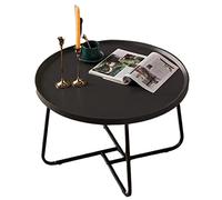 Moderno tavolino rotondo in legno di noce con struttura in metallo nero per piccolo soggiorno mobili multifunzionali per la casa (dimensioni: 60 x 39 cm Colore: nero)