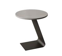 Moderno Tavolino Salotto Moderno A Forma Di C, Tavolino Da Divano Da Soggiorno In Metallo, Con Piano Rotondo In Ardesia, Con Base Integrata In Acciaio Al Carbonio Nella Parte Inferiore(D,40X40X55CM)