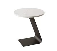Moderno Tavolino Salotto Moderno A Forma Di C, Tavolino Da Divano Da Soggiorno In Metallo, Con Piano Rotondo In Ardesia, Con Base Integrata In Acciaio Al Carbonio Nella Parte Inferiore(C,40X40X55CM)