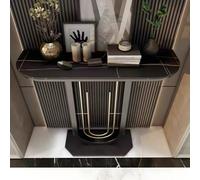 Moderno Tavolo consolle stretto con piano in pietra sinterizzata, Tavolo da ingresso in metallo, Tavolino da ingresso, Consolle sottile dietro il divano per piccoli spazi urbani(Black,L80*W30*H80cm)