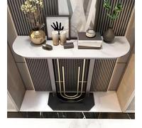 Moderno Tavolo consolle stretto con piano in pietra sinterizzata, Tavolo da ingresso in metallo, Tavolino da ingresso, Consolle sottile dietro il divano per piccoli spazi urbani(White,L80*W30*H80cm)