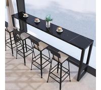 Moderno tavolo da bar in ardesia con piano in finto marmo e base in ferro nero, design versatile a cavalletto per divano, console, bar, sala da pranzo, cucina o caffè
