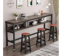 Moderno tavolo da bar rettangolare con struttura in metallo nero, alto tavolo da bar per la colazione per piccoli spazi cucina e soggiorno disponibile in 100/120/140/160/180 x 30/40 x 100 cm