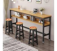 Moderno tavolo da bar rettangolare nero con struttura in metallo, tavolo da bar alto per la colazione per piccoli spazi cucina e soggiorno disponibile in 100/120/140/160/180x30/40x100 cm