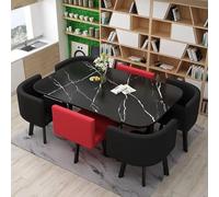 Moderno tavolo da conferenza 90 x 150 cm, per 6 tavoli da riunione salvaspazio con 4 sedie imbottite, ideale per uffici e aree di accoglienza