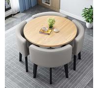Moderno tavolo da cucina rotondo con 4 sedie, elegante tavolo da pranzo multiuso per casa e ufficio, altezza 11,90 cm, design semplice, perfetto per qualsiasi spazio