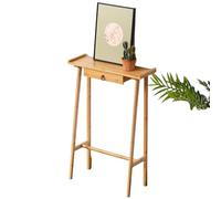 Moderno tavolo da ingresso in bambù, tavolo consolle stretto con cassetto portaoggetti e gambe stabili for ingresso, divano, corridoio(Yellow,60cm)