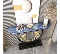 Moderno tavolo da ingresso in finto marmo, consolle stretto per corridoio e soggiorno, elegante dietro il divano, tavolo da 99,8 cm, colore blu