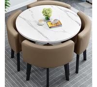 Moderno tavolo da pranzo con 4 sedie integrate, soluzione salvaspazio per cucina, soggiorno e ufficio, elegante finitura avorio, perfetto per piacevoli esperienze culinarie