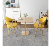 ＳＥＡＦＩＯＺ Moderno Tavolo Da Pranzo In 3 Pezzi Set per 2, Tavolo Quadrato e 2 Sedie Di Stoffa, Tavolino Da Pranzo Per 2, Tavolo Da Banco con Sgabello Da 2 Bar per Cucina, Marrone Ufficio yellow