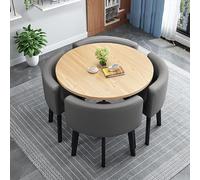 Moderno tavolo da pranzo per 4 persone, con tavolo rotondo per sala conferenze e sedie, piccolo tavolo rotondo per sala da pranzo per tavolo da cucina a 4 cerchi, 90 x 90 x 75 cm