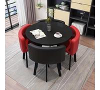 Moderno tavolo da pranzo per 4 sale conferenze rotondo con sedie, piccolo tavolo rotondo per sala da pranzo set per tavolo da cucina a 4 cerchi 80 x 80 x 75 cm