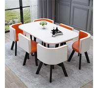 Moderno tavolo da pranzo per 6 persone, 90 x 150 cm, tavolo da conferenza per cucina e soggiorno, design elegante, colore arancione, perfetto per pasti in famiglia e riunioni di lavoro