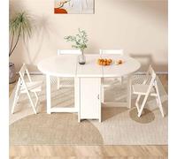 Moderno tavolo da pranzo pieghevole in bambù, tavolo ovale allungabile da cucina, versatile tavolo salvaspazio per piccoli appartamenti/soggiorno (tavolo + 4 sedie, A)