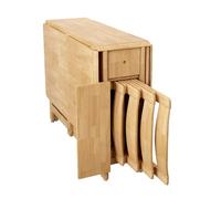 Moderno tavolo da pranzo pieghevole in legno massello con 4 sedie - design multifunzionale a foglia pieghevole salvaspazio per sala da pranzo e cucina mobili in stile nordico