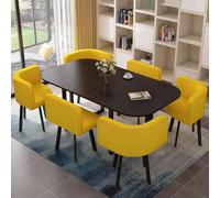 Moderno tavolo da pranzo quadrato con 6 sedie, tavolo da cucina in legno resistente, tavolo multiuso per conferenze per soggiorno e sala da pranzo