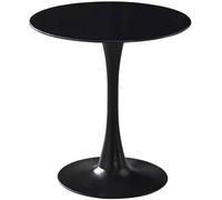 Moderno tavolo da pranzo rotondo a tulipano, bianco e nero, design metà secolo, elegante tavolo per il tempo libero per cucina e soggiorno, perfetto per bar e negozi di tè al latte (80 cm)