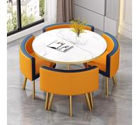 Moderno tavolo da pranzo rotondo con 4 sedie - 5 pezzi mobili da cucina per sala da pranzo elegante tavolo conferenza per soggiorno e spazi salotto