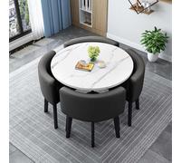 Moderno tavolo da pranzo rotondo con 4 sedie, 90 cm, tavolo da conferenza per ricevimenti, elegante combinazione di mobili per sala da pranzo, design elegante per casa e ufficio