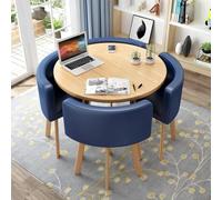 Moderno tavolo da pranzo rotondo con 4 sedie - compatto mobile per sala conferenze per cucina e soggiorno - design salvaspazio, altezza 29,80 cm
