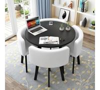 Moderno tavolo da pranzo rotondo con 4 sedie - compatto mobile per sala conferenze per cucina e soggiorno - design salvaspazio, altezza 29,80 cm