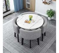 Moderno tavolo da pranzo rotondo con 4 sedie da 80 cm, tavolo da conferenza e sedia, combinazione per sala da pranzo, mobili da ricevimento, design salvaspazio