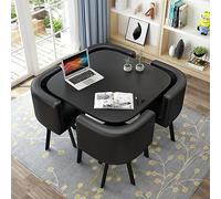 Moderno tavolo da pranzo rotondo con 4 sedie - elegante arredamento da cucina e soggiorno, ideale per piccoli spazi, ufficio e sala conferenze, comfort ed eleganza combinati