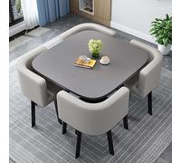 Moderno tavolo da pranzo rotondo con 4 sedie in tessuto, tavolo versatile per cucina e ufficio, design elegante e minimalista, diametro 70 cm, perfetto per uso domestico e ufficio
