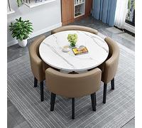 Moderno tavolo da pranzo rotondo con 4 sedie salvaspazio in tessuto, perfetto per casa, ufficio, reception, elegante 90 x 90 x 75 cm