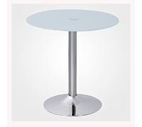 Moderno tavolo da pranzo rotondo con piano in vetro, 70 cm, bianco, con piedistallo per 2-4 posti, base cromata, elegante mobile da cucina per colazione, design circolare contemporaneo