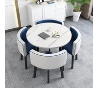 Moderno tavolo da pranzo rotondo con sedie, mobili salvaspazio per sala da pranzo, soggiorno, ricevimento e sale conferenze, diametro tavolo 71 cm