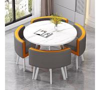 Moderno tavolo da pranzo rotondo con sedie, mobili salvaspazio per sala da pranzo, soggiorno, ricevimento e sale conferenze, diametro tavolo 71 cm